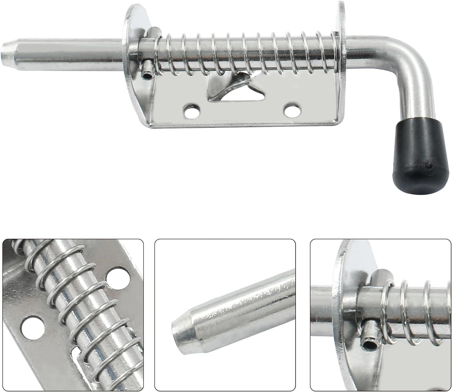 Spring Loaded Latch Pin,Stainless Steel Barrel Bolt Thickened Door Lock, 5 view 2