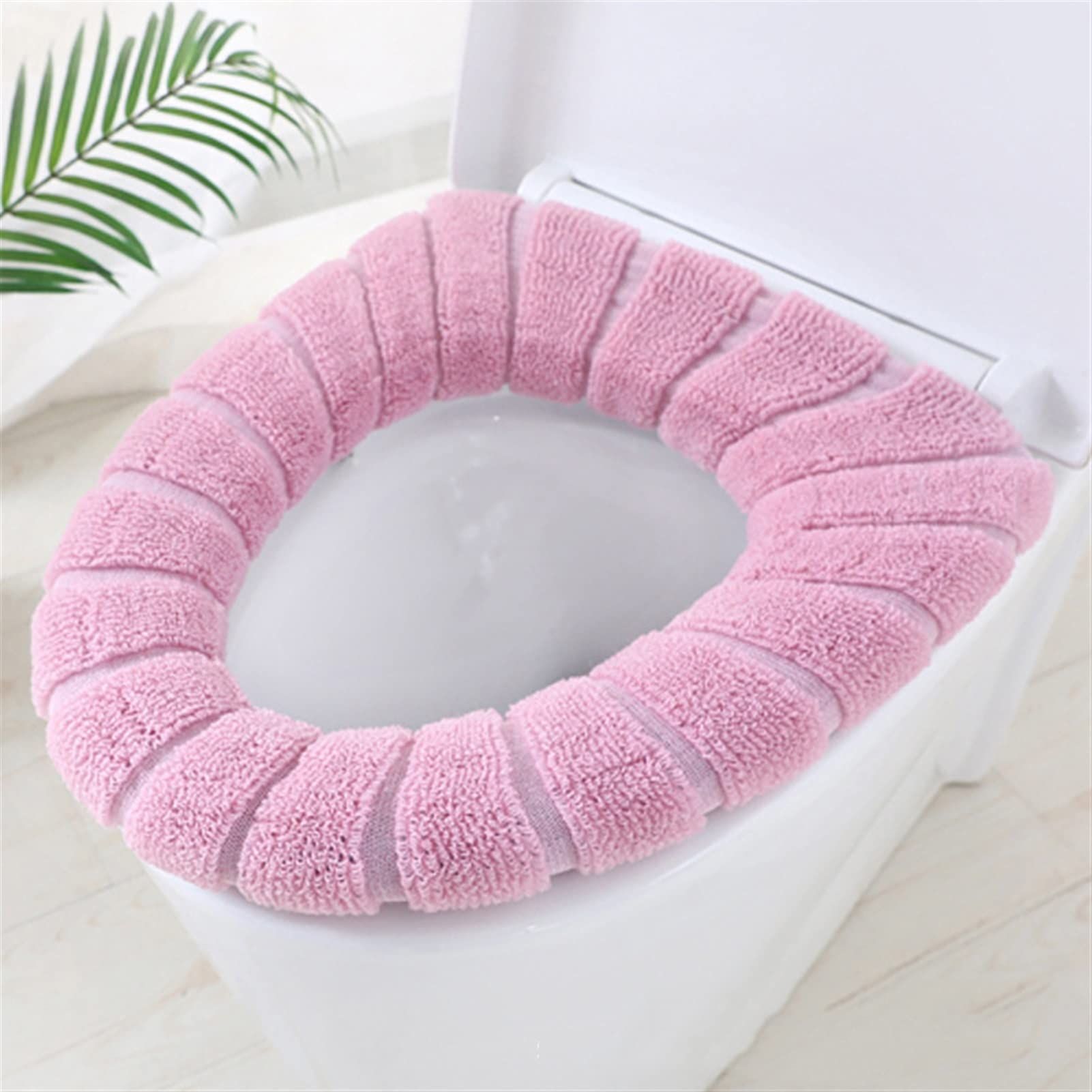 Bathroom Soft Thicker Warmer Stretchable Washable Cloth Toilet Seat Cover Pads view 3