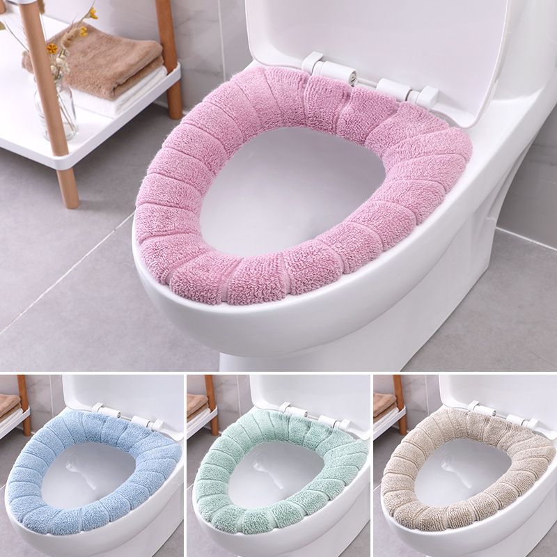 Bathroom Soft Thicker Warmer Stretchable Washable Cloth Toilet Seat Cover Pads view 4