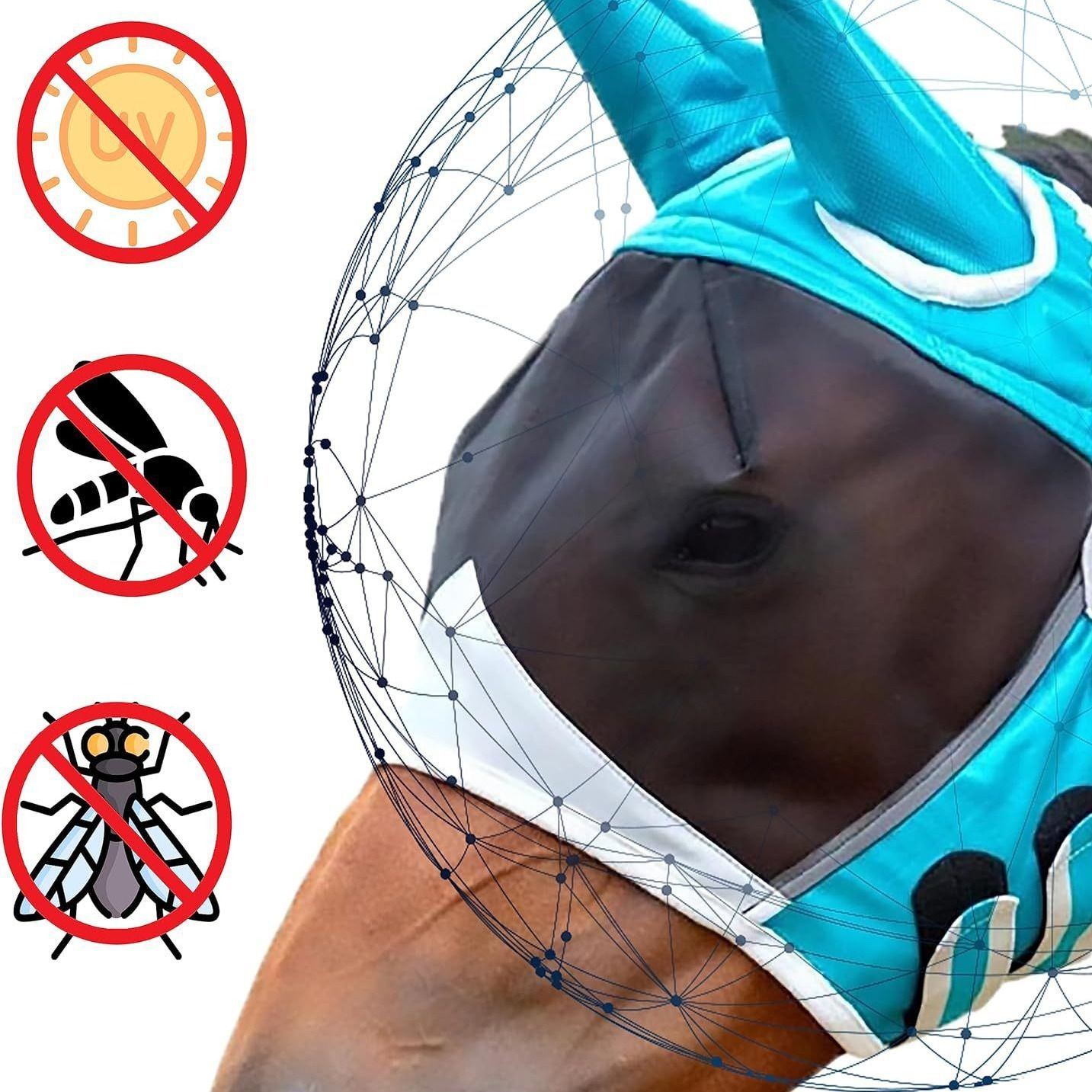 Horse Mask,Masks for Horses with Ears for Horse Royal Blue Full Size,Horse view 4