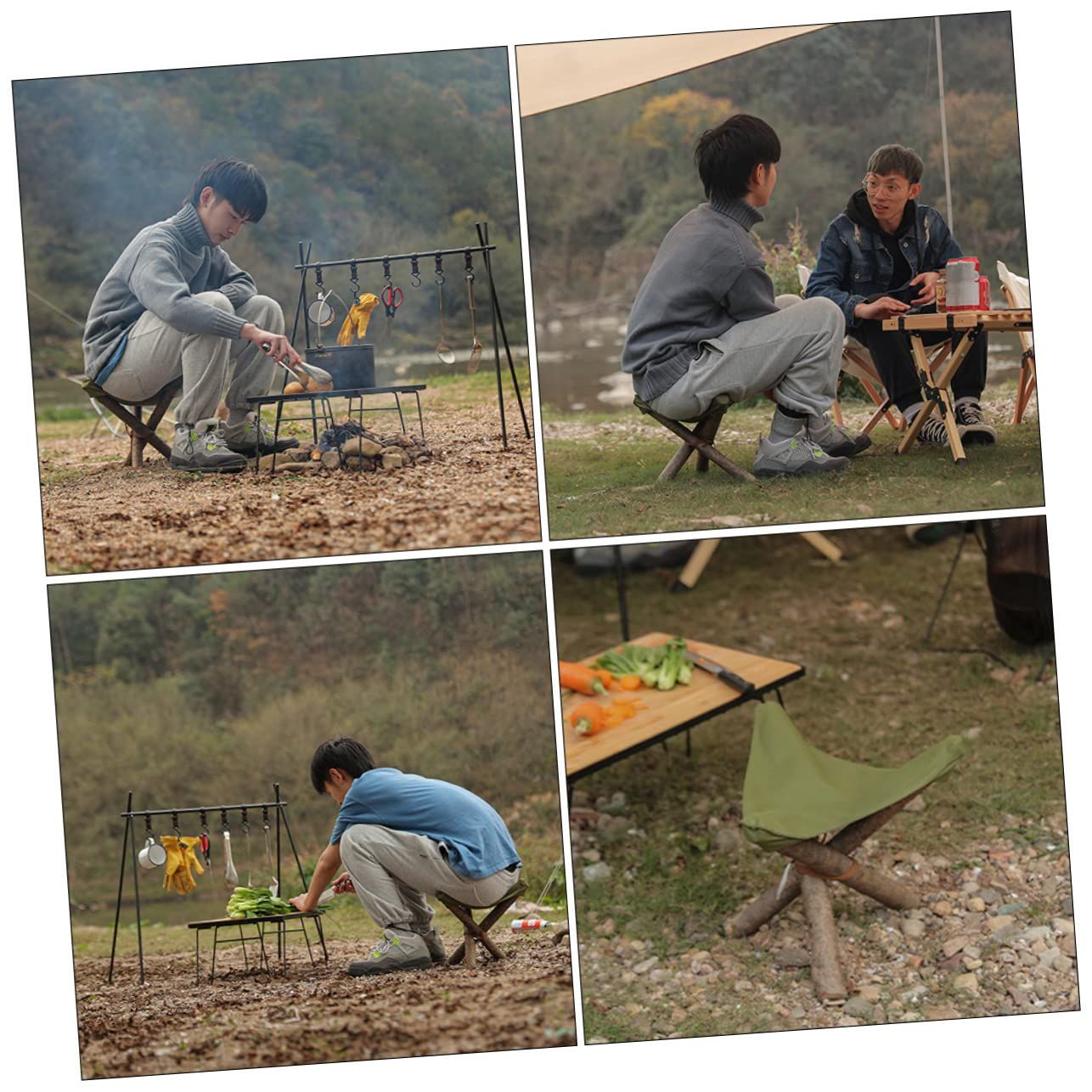 Fishing Stool Portable Stool Tripod Stool Rope Folding Outdoor Chair Foldable view 2