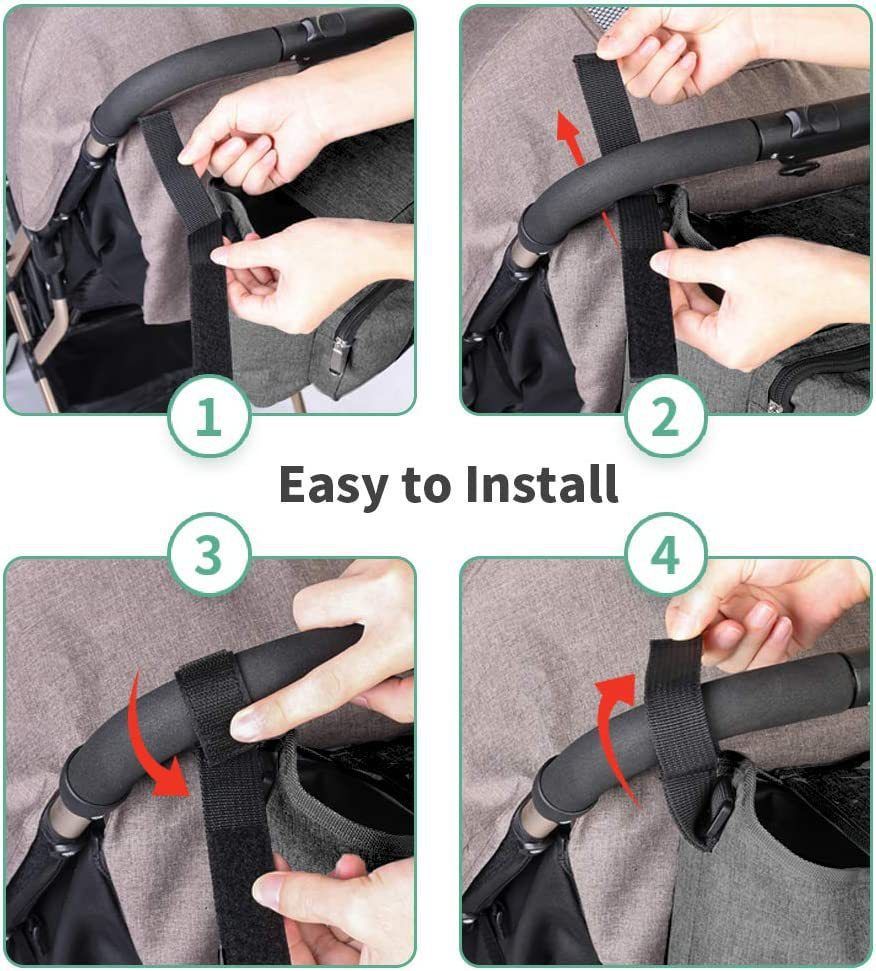 Baby Stroller Organizer Large Capacity Portable Storage Bag Easy Cleaning