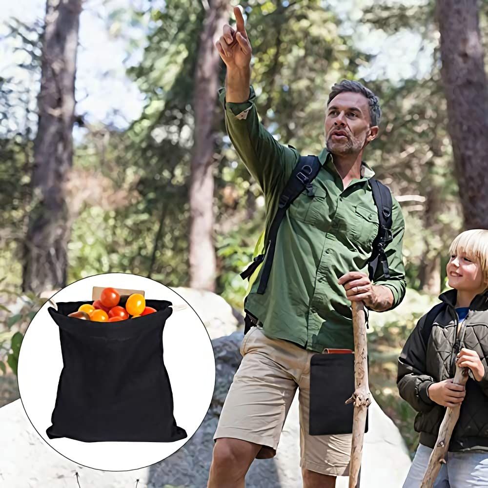 2Pieces Foraging Bag Men Drawstring Pouch Practical Collapsable Foraging Pouch view 2