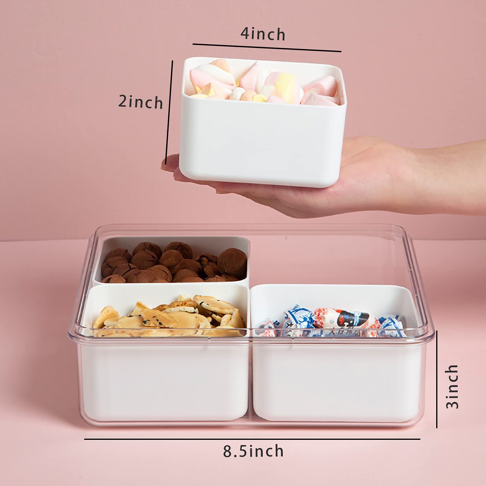 2Pack Divided Veggie Tray with Lid for Snack Serving Container Salad Keeper view 2