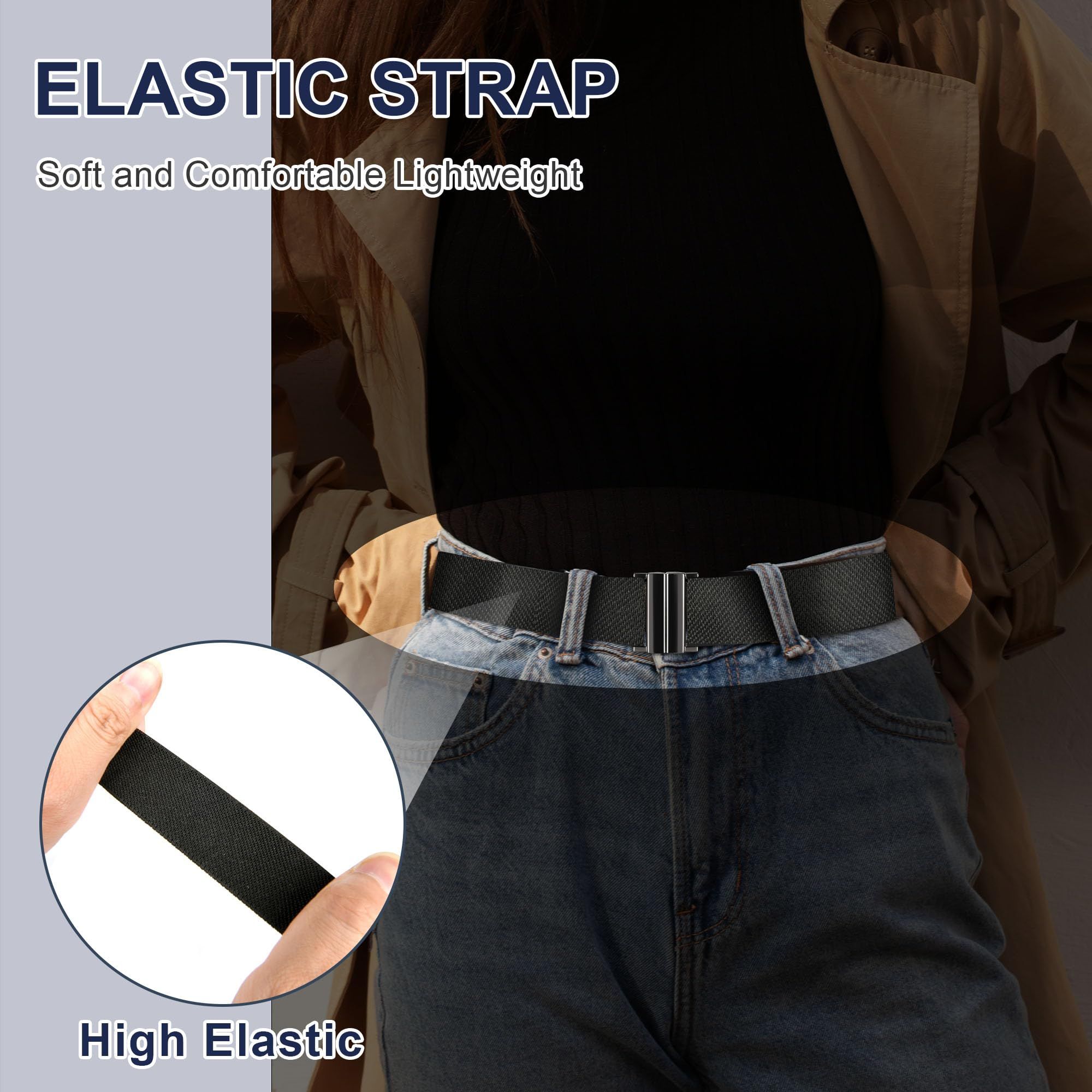No Show Invisible Belt for Women/Men Elastic Web Strap Waist Stretch Belt with view 2