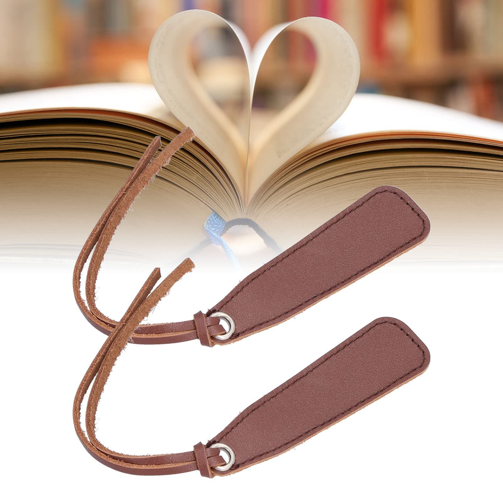 2 Pcs Leather Bookmark Hand-Made Retro Page Mark Meaningful Book Mark with view 4