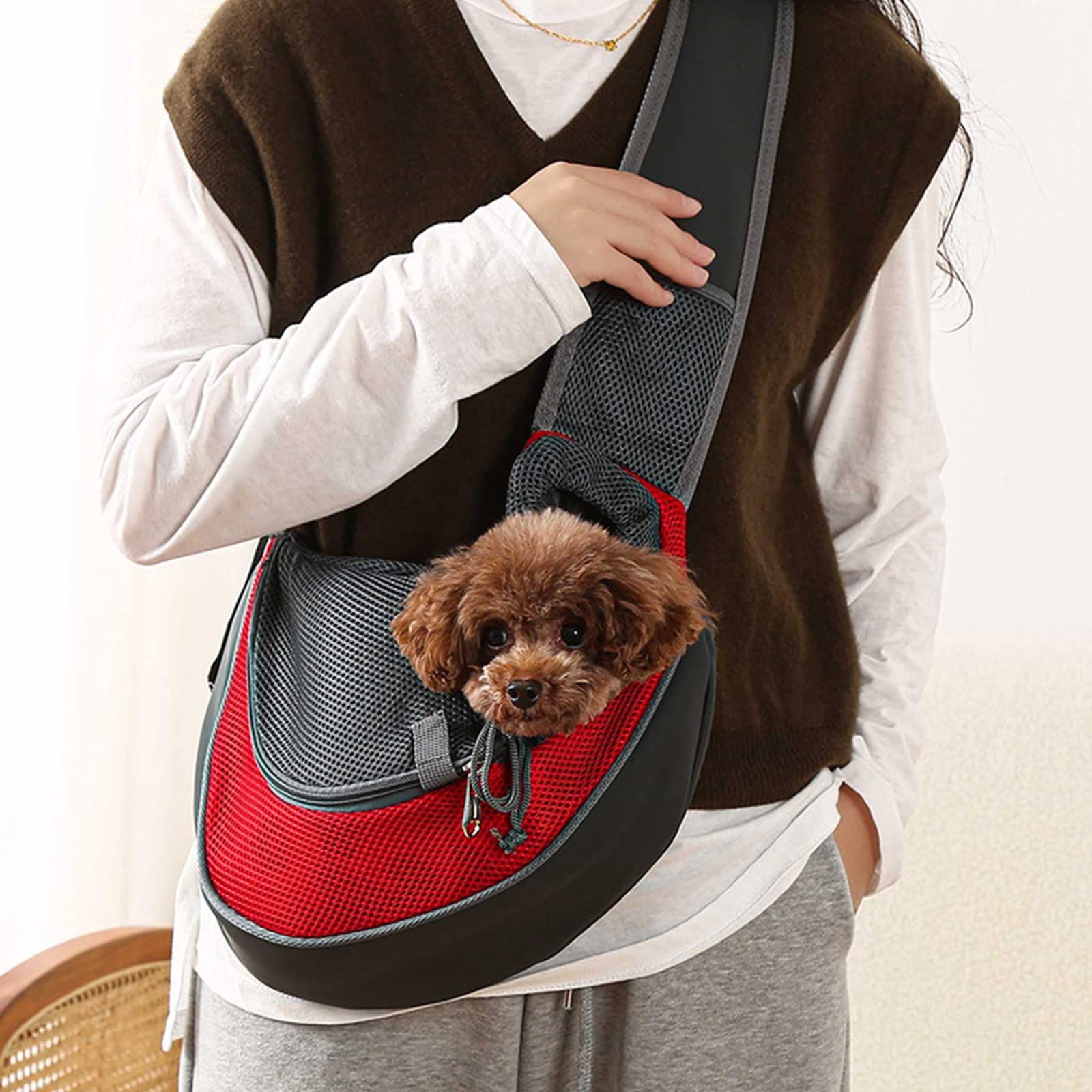 Pet Dog Sling Carrier Breathable Mesh Travel Safe Sling Bag Carrier for Dogs