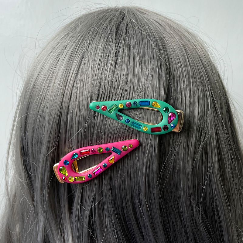 2 women's candy-colored Christmas style diamond-encrusted vintage hairpin