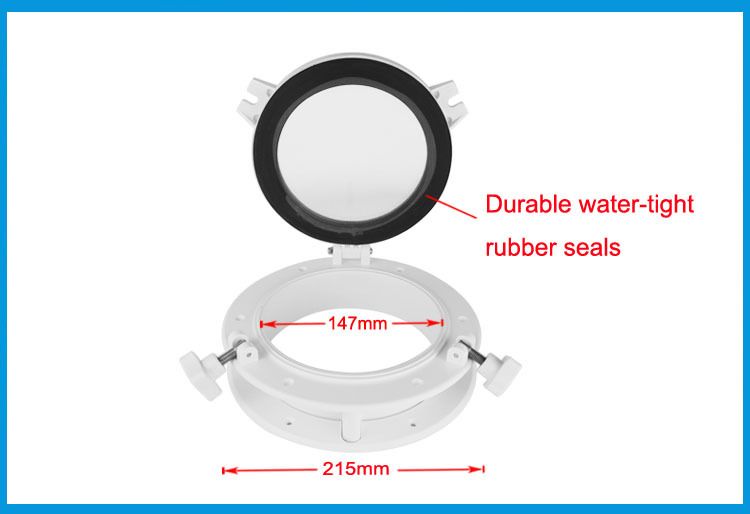 Round Opening Yacht, Boat Replacement Window Port Hole Overall Diameter Open view 3