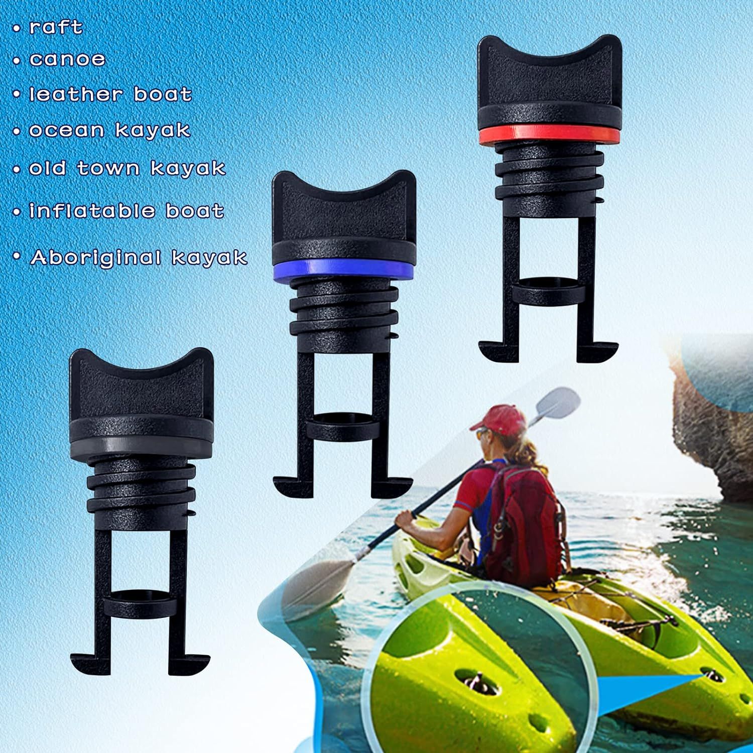 3Pcs Kayak Drain Plug Boat Drain Plug Nylon Boat Marine Yacht Raft Drain Holes