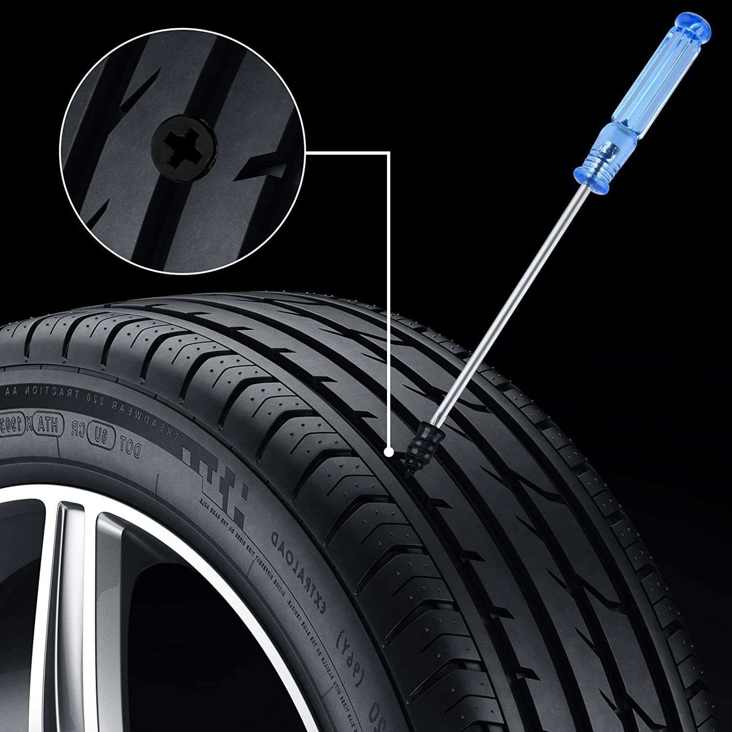 Tire Repair Rubber Nail, 20 Pieces Vacuum Tire Repair Kits Spiral Rubber view 2