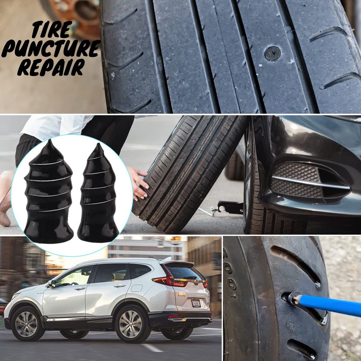 Tire Repair Rubber Nail, 20 Pieces Vacuum Tire Repair Kits Spiral Rubber view 4
