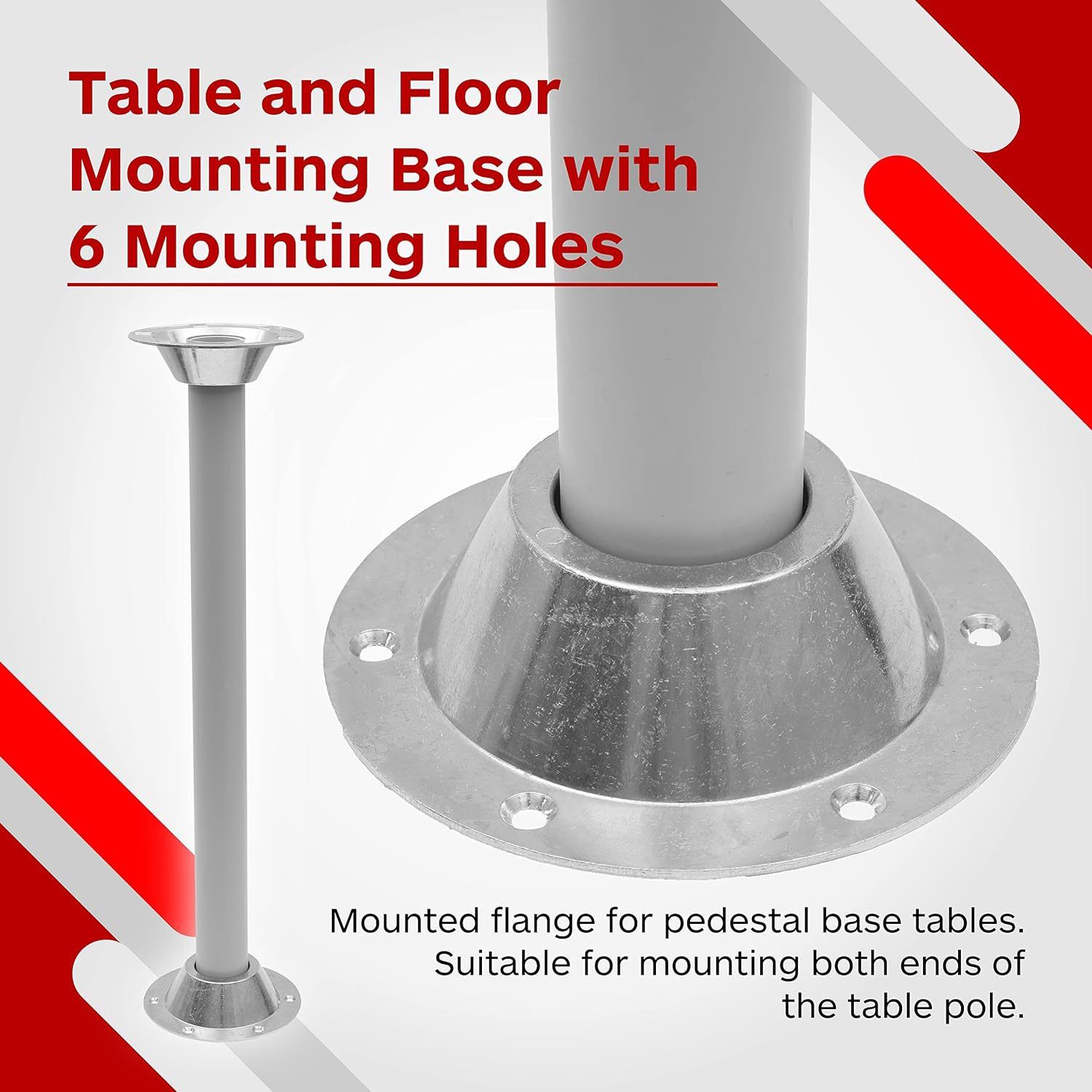 Aluminum Pedestal Table Base Flange - Table and Floor Mounting Base with 6 view 2