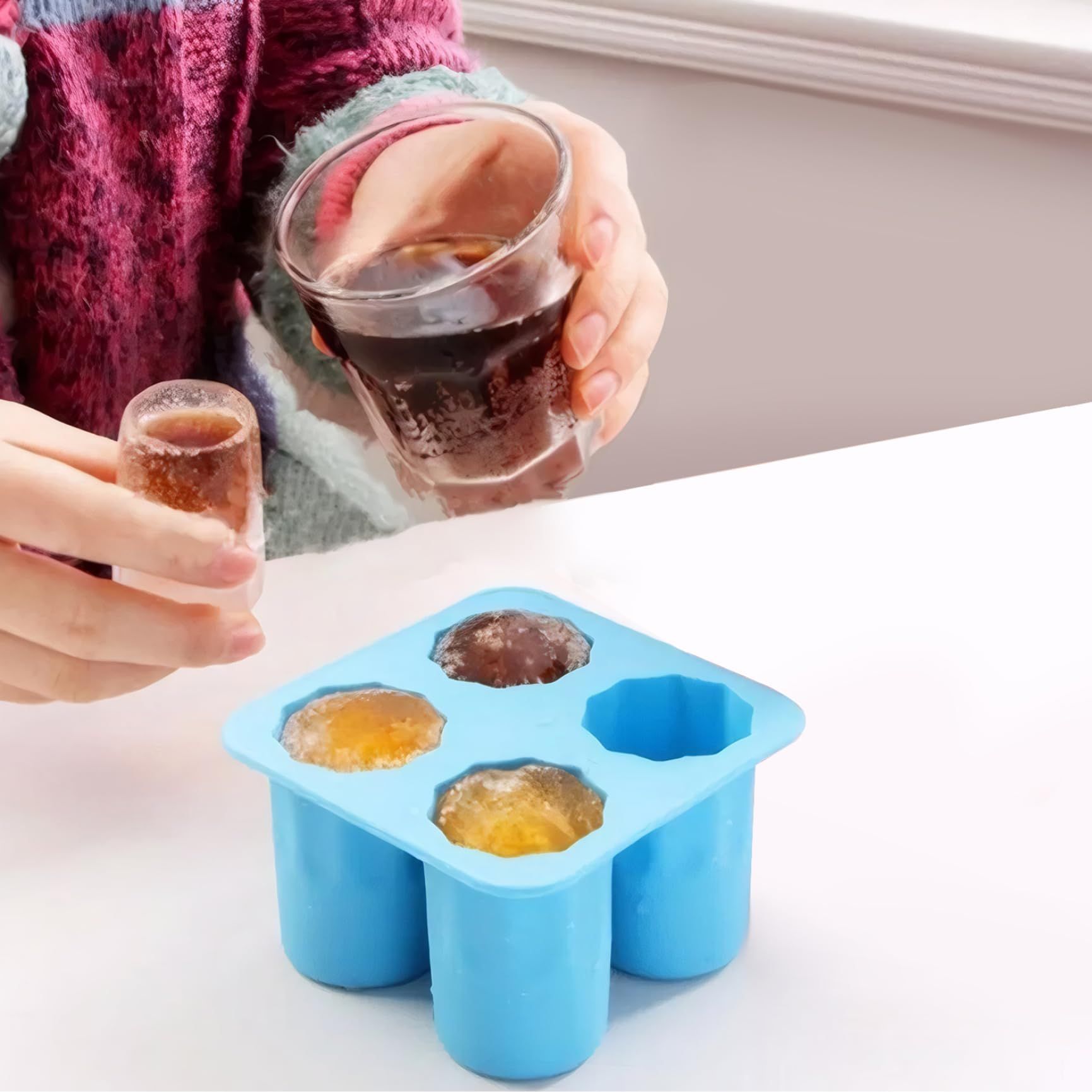 Ice Cup Mold Square Summer DIY 4 Cavity Easy-Release Shot Glass Mold Reusable view 2