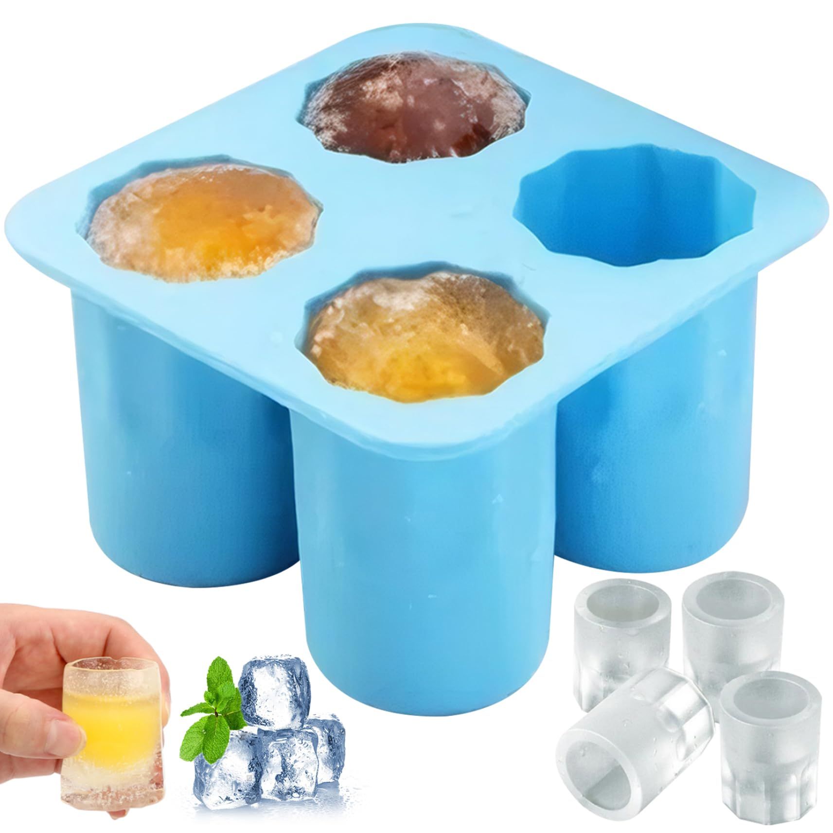 Ice Cup Mold Square Summer DIY 4 Cavity Easy-Release Shot Glass Mold Reusable view 3