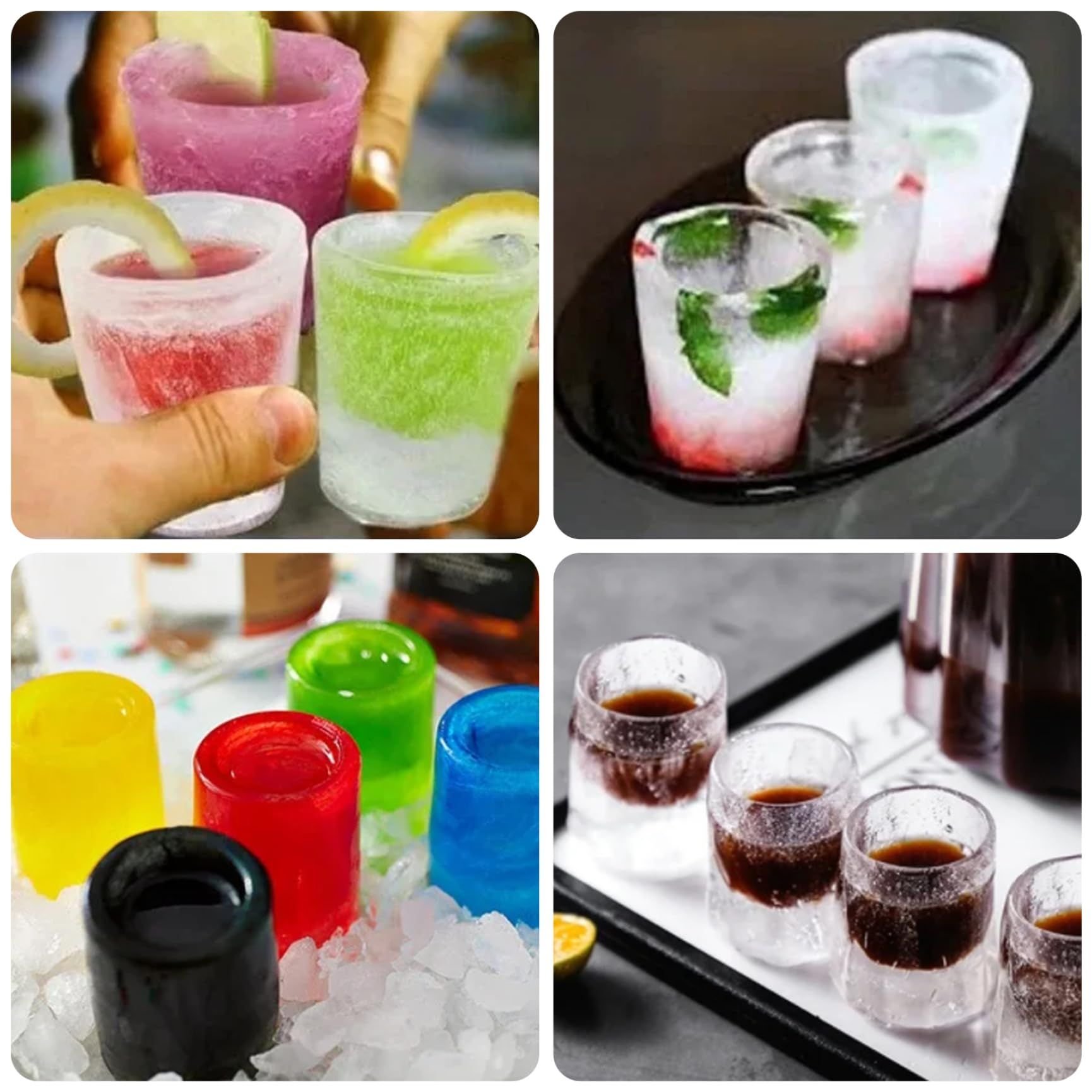 Ice Cup Mold Square Summer DIY 4 Cavity Easy-Release Shot Glass Mold Reusable view 4