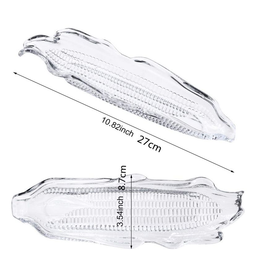 1 Pack Plastic Corn Trays Transparent Corn Dishes with 2 Pieces Stainless view 2