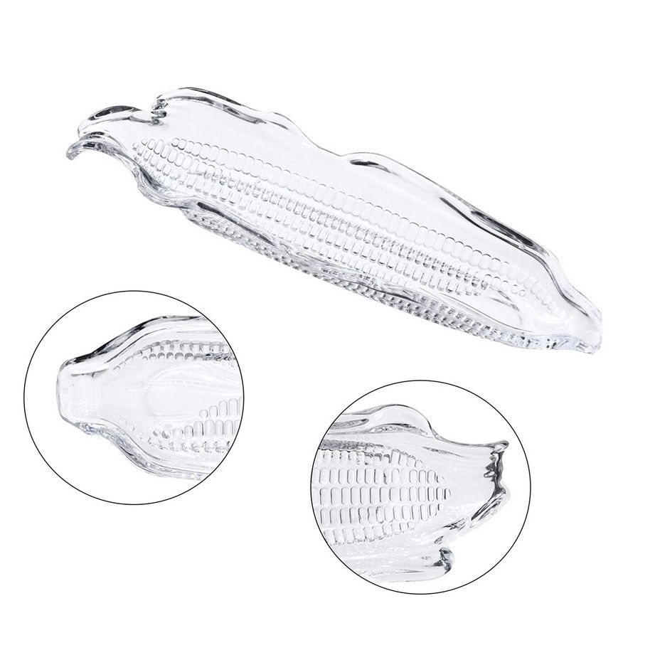 1 Pack Plastic Corn Trays Transparent Corn Dishes with 2 Pieces Stainless view 4