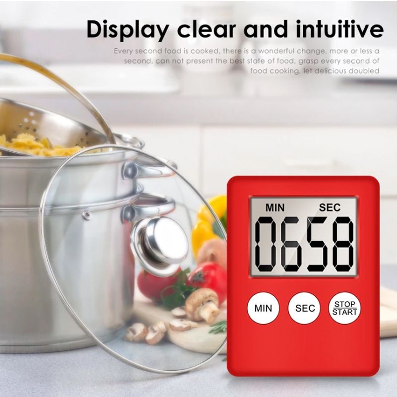 Digital Kitchen Timer Magnetic LCD Countdown Alarm Clock for Cooking Homework view 2