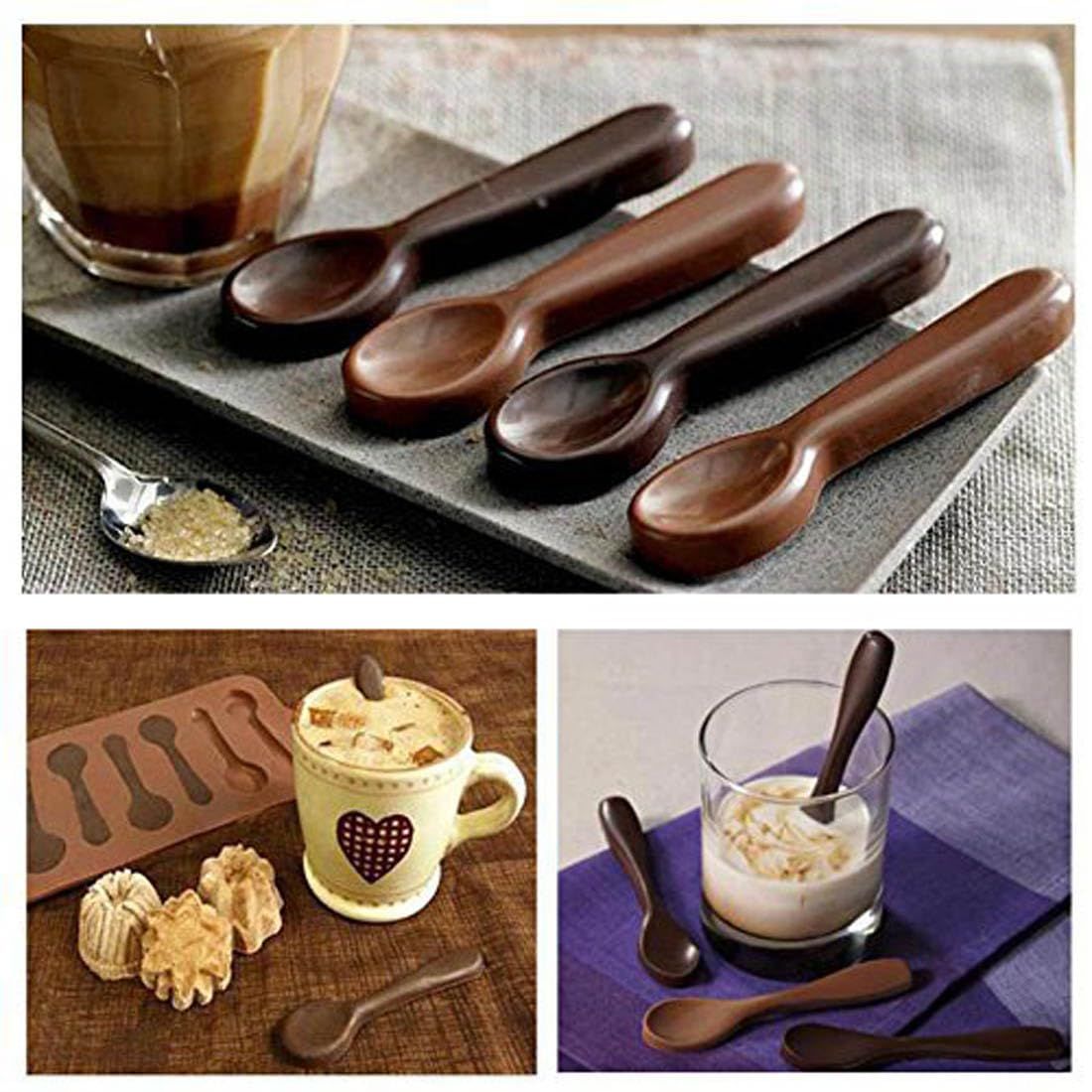Silicone Spoon-Shaped Chocolate Mold 1PCS Ice Cube Tray for Baking view 2