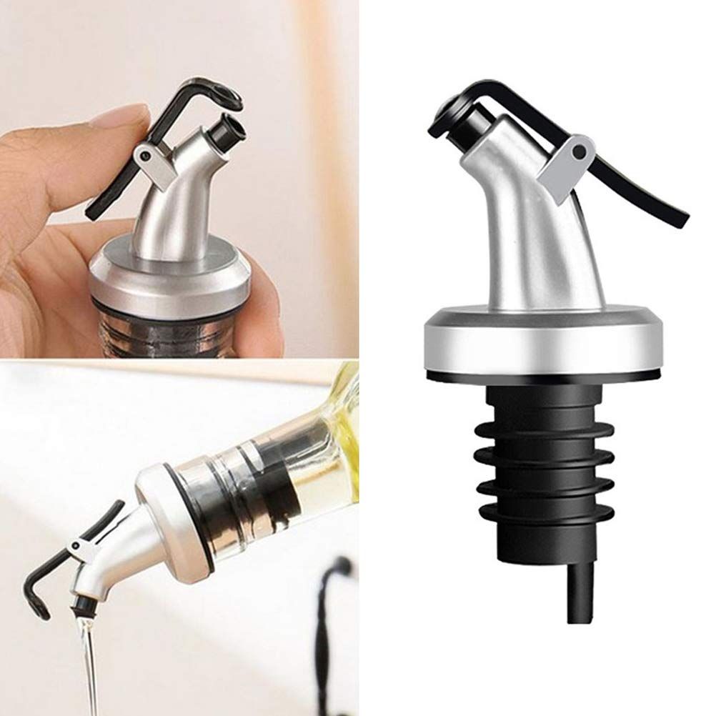 Oil Bottle Cap, Kitchen Oil Pour Spouts Bottle Dispenser, Black Leak-Proof