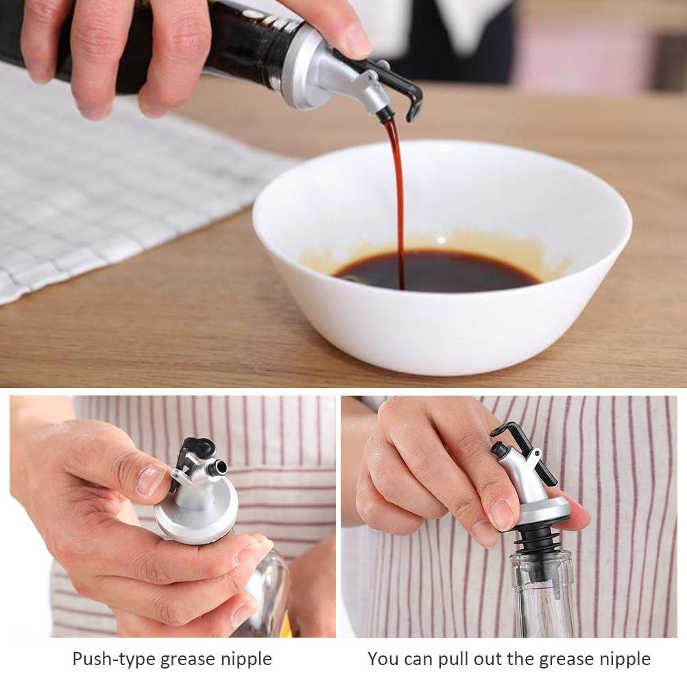 Oil Bottle Cap, Kitchen Oil Pour Spouts Bottle Dispenser, Black Leak-Proof view 2