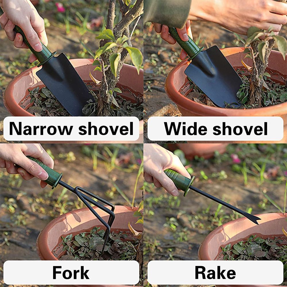 Garden Tools Set, 4 Piece A3 Steel Mini Shovel Set for Digging, Transplanting
