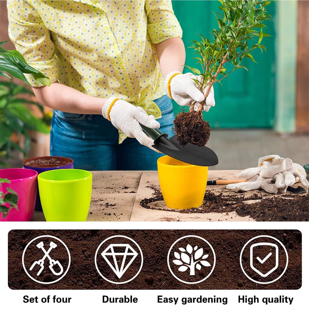 Garden Tools Set, 4 Piece A3 Steel Mini Shovel Set for Digging, Transplanting view 2