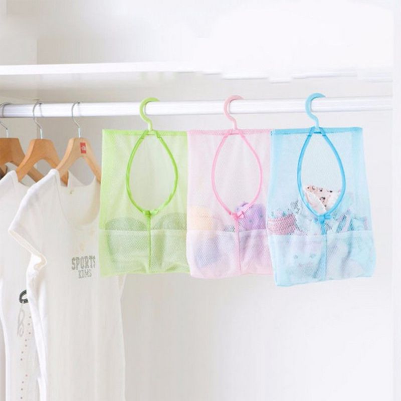 Pack of 3 Assorted Colors Bag with Hanger Multi-Purpose Mesh Organizer Bag view 2