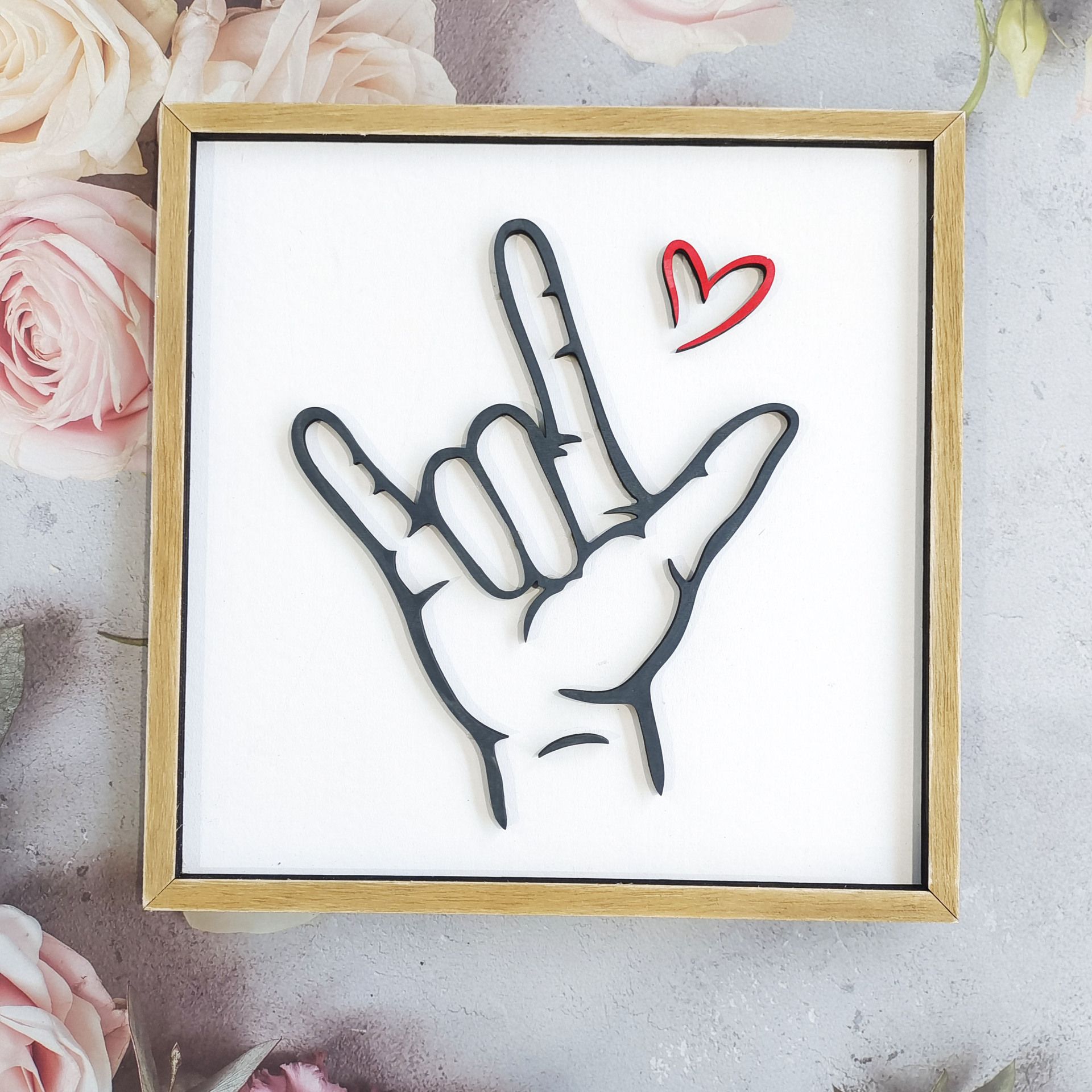 Valentines Day Gifts I Love You Sign Language Decor Wooden Sign view 2
