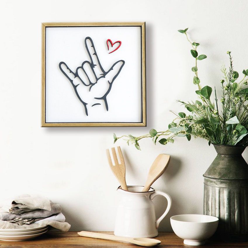 Valentines Day Gifts I Love You Sign Language Decor Wooden Sign view 3