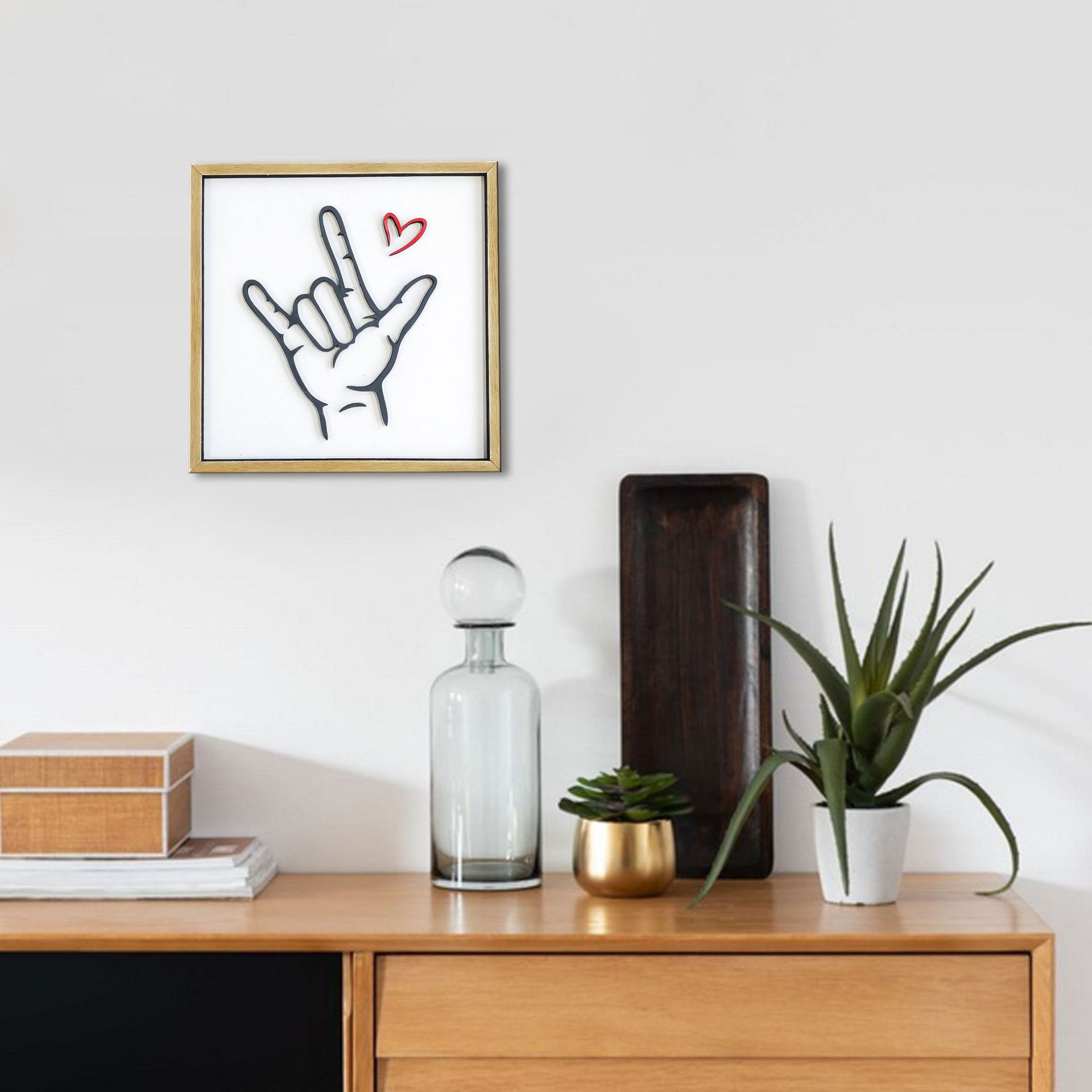 Valentines Day Gifts I Love You Sign Language Decor Wooden Sign view 4