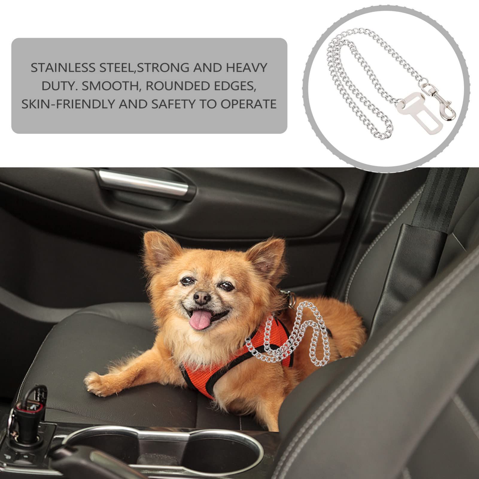 Dog Car Seat Belt - Dog Chain 60cm Dog Seatbelt Stainless Steel Pet Safe Dog
