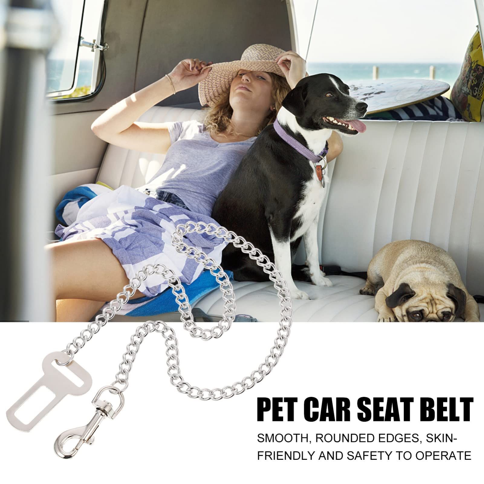 Dog Car Seat Belt - Dog Chain 60cm Dog Seatbelt Stainless Steel Pet Safe Dog view 3