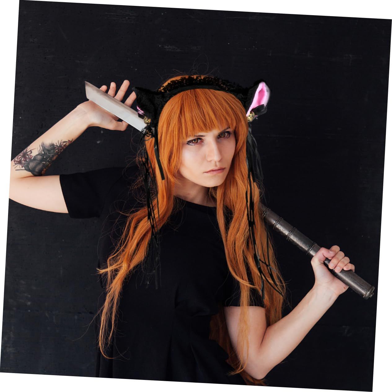 1 pcsCat Headband Light Up Lace Cat Headband Ear Cosplay Costume for Party view 4