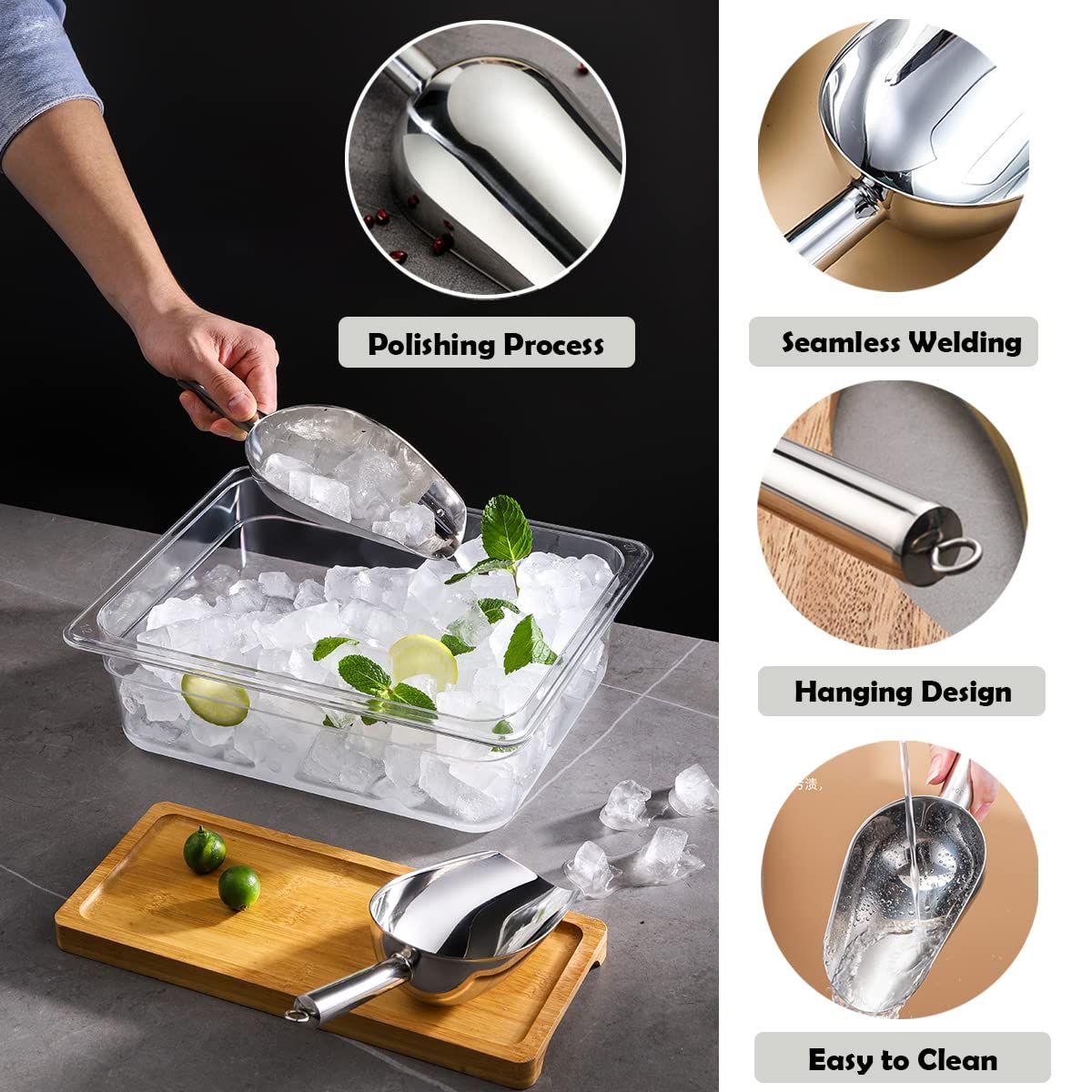 Metal Ice Scoop Kitchen Ice Scooper for Ice Maker view 3