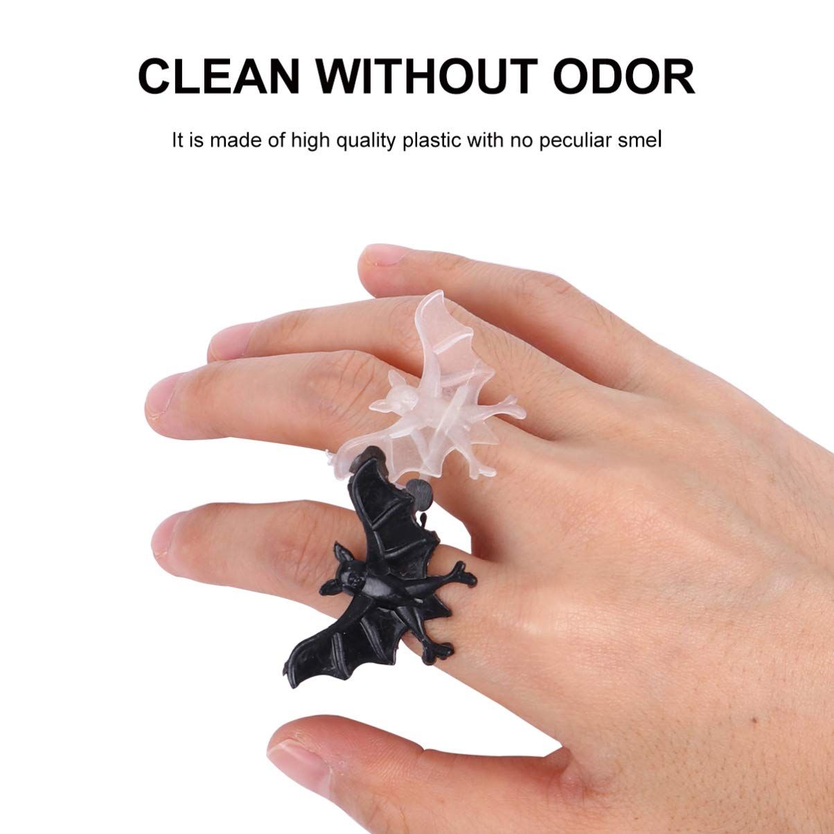 50pcs Halloween Bat Ring Plastic Glow-in-The-Dark Trick or Treat Toy Gifts