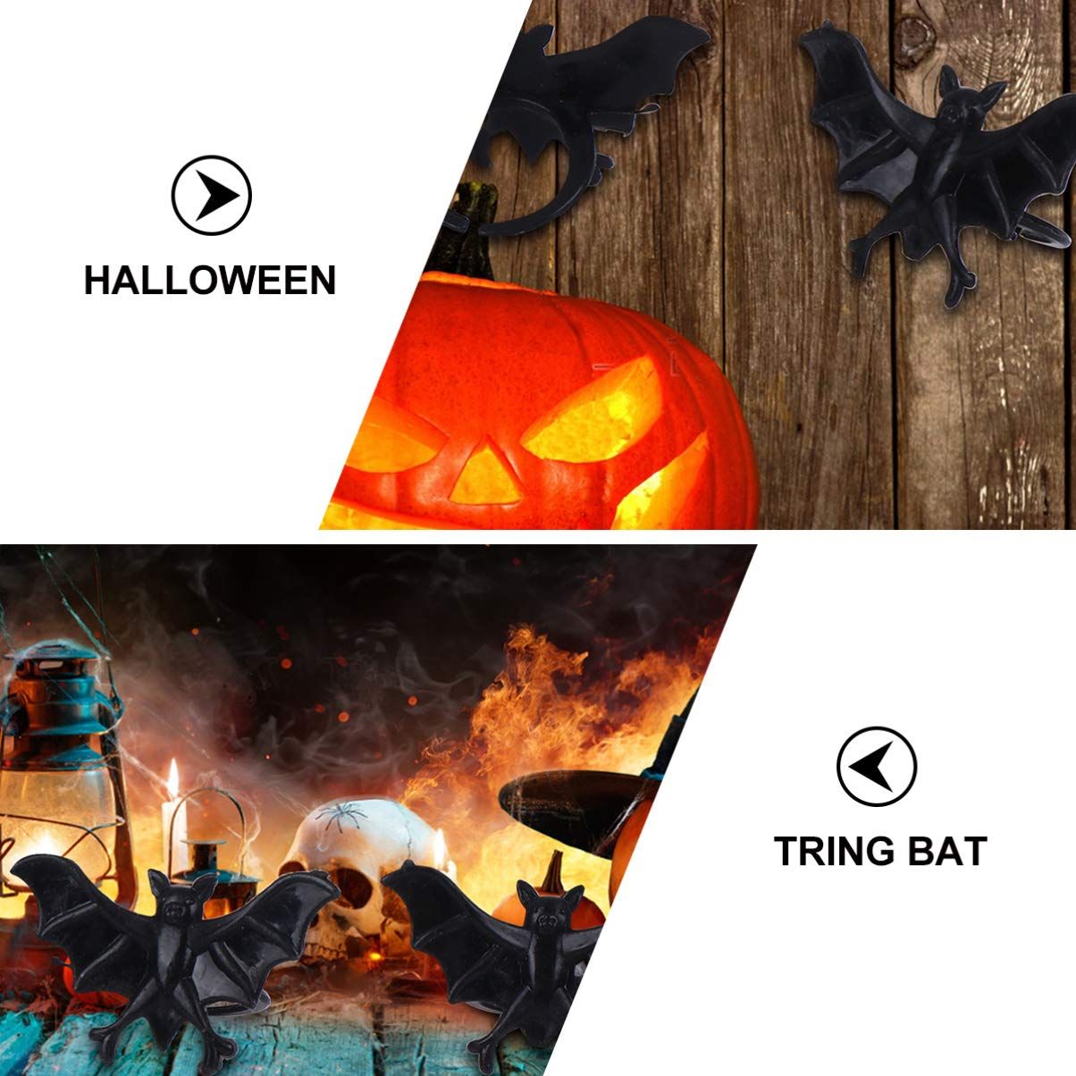 50pcs Halloween Bat Ring Plastic Glow-in-The-Dark Trick or Treat Toy Gifts view 3