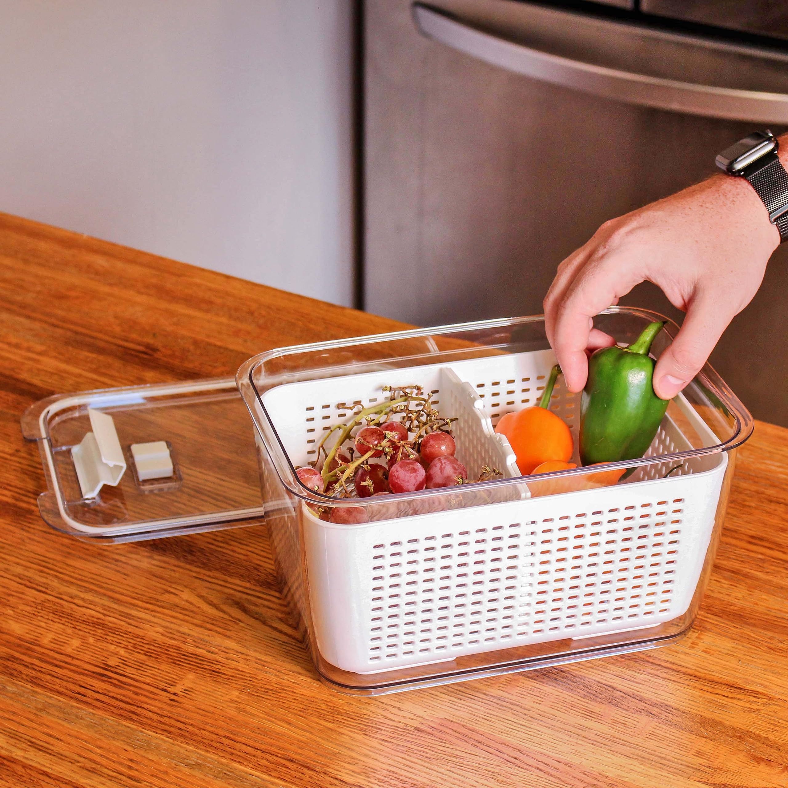 Plastic Food Storage - Kitchen Strainer Container with Lid view 3