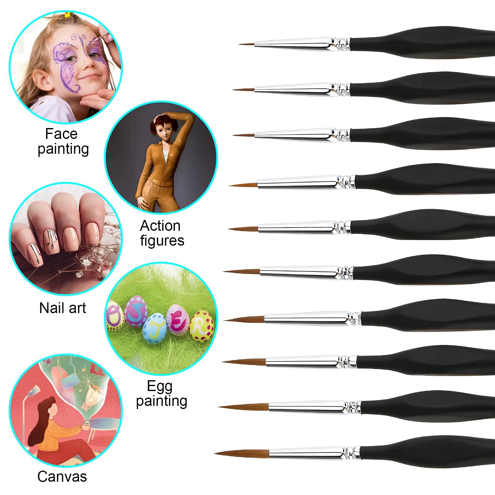 10 PCS Miniature Paint Brushes Kit view 3