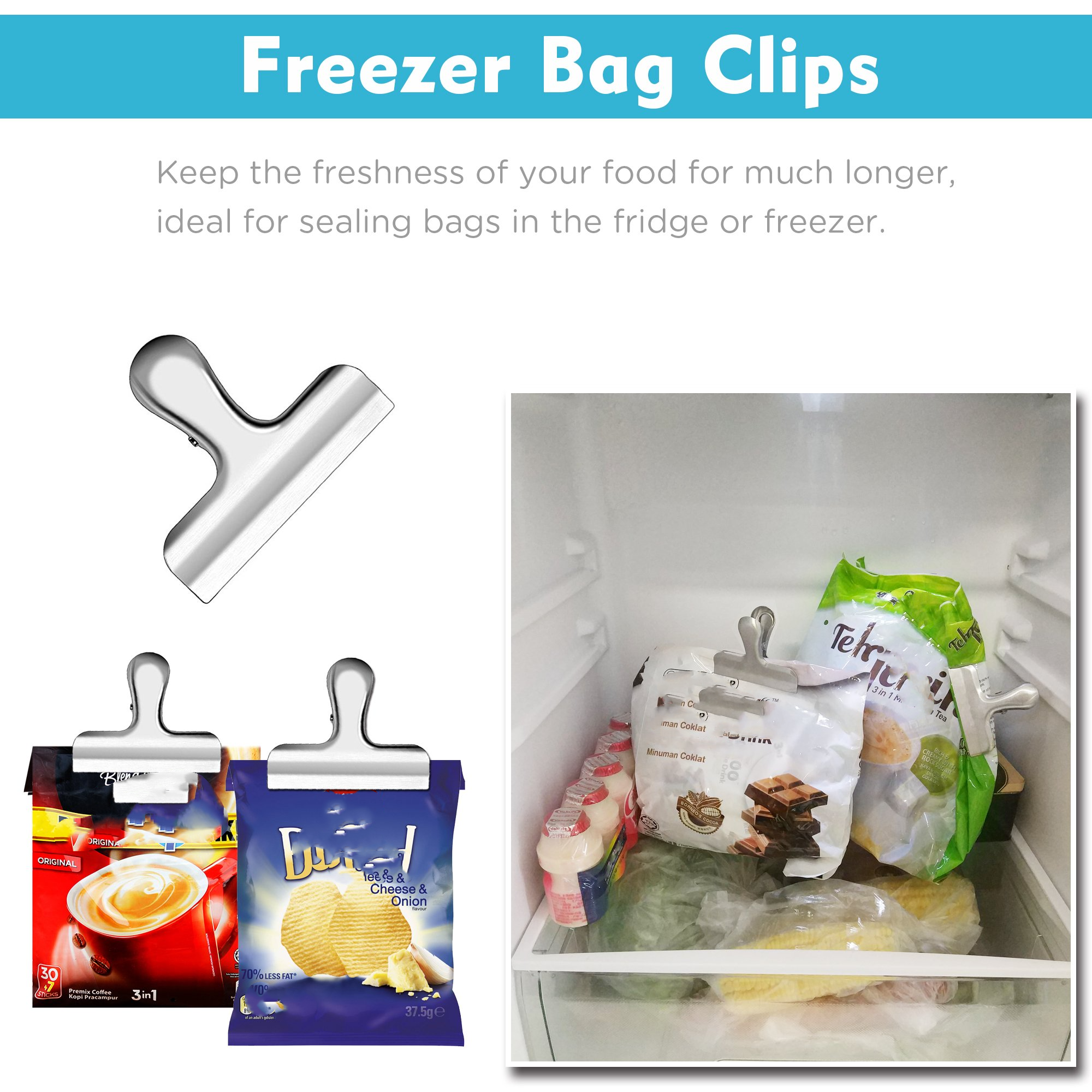 10PCS Wide Metal Chip Clips 3 Inch view 4