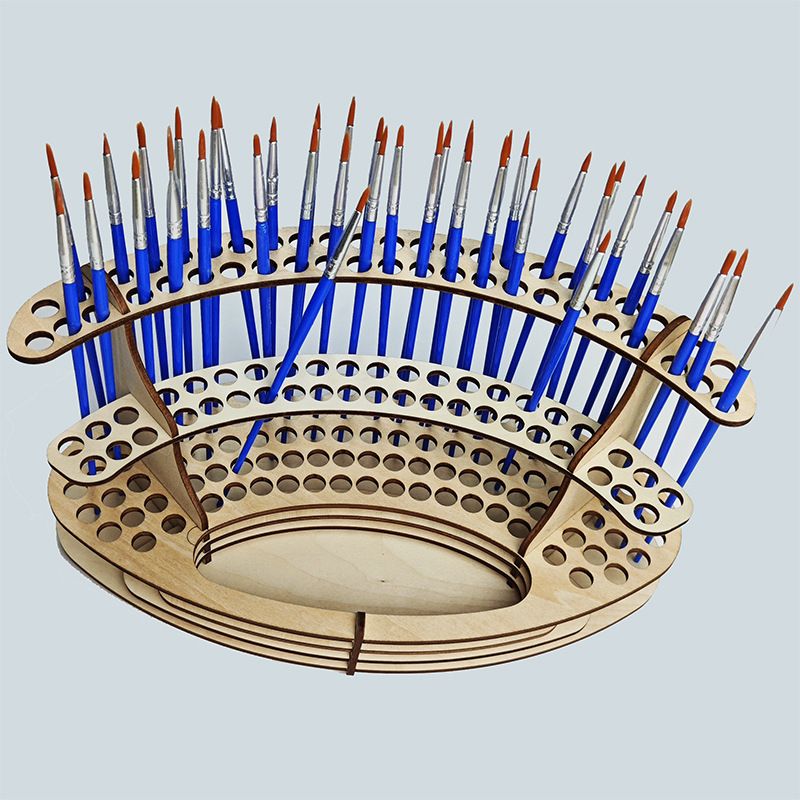 Wooden Pen Holder Display Stand DIY Vertical Slots Pencil Holder Makeup Brush