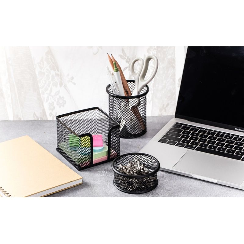 Pen Holder Desktop Pencil Organizer Metal Mesh Pen Cup Paper Clip Holder Memo