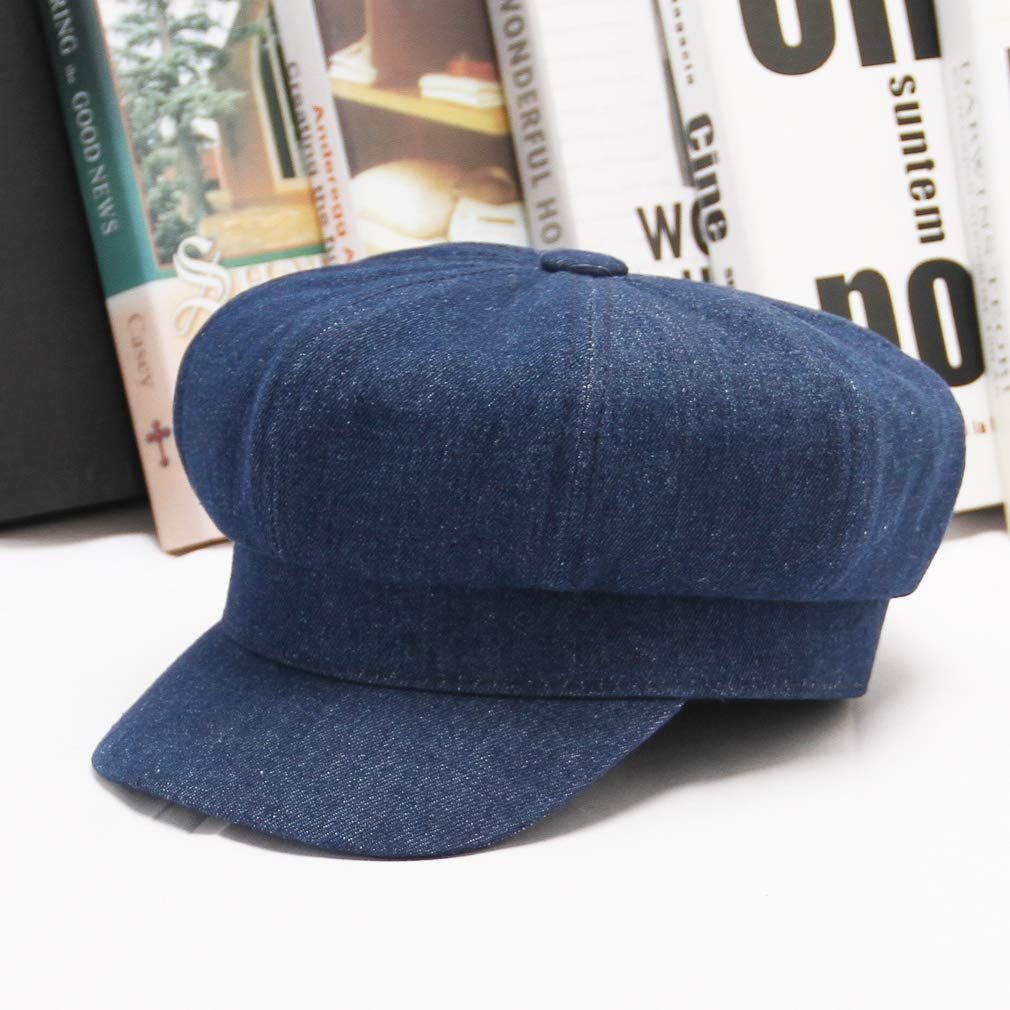 Women Denim Visor Hat Classic-Soft Fit Beret Cap Dark Blue for your next