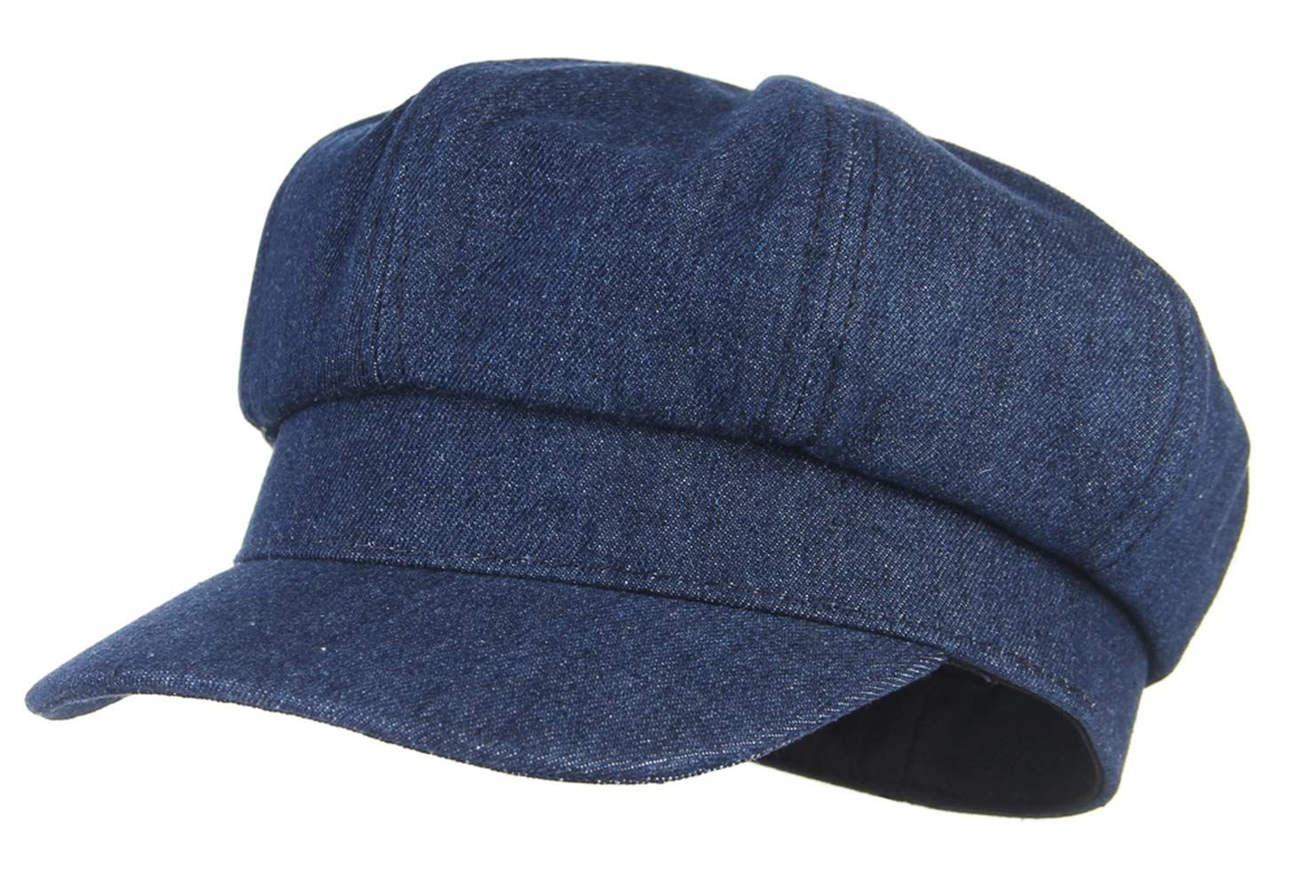 Women Denim Visor Hat Classic-Soft Fit Beret Cap Dark Blue for your next view 3
