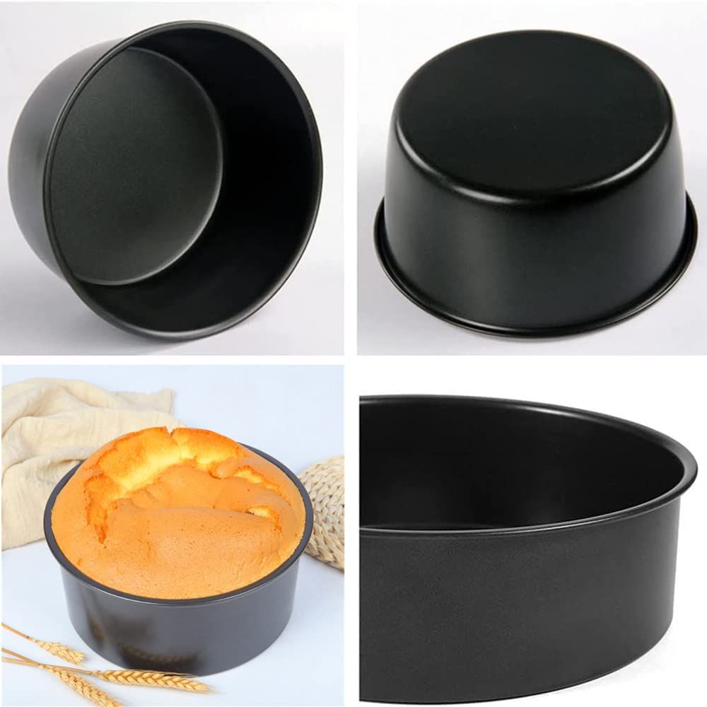 3 Pack black Cake Pan, mini cake pan, round aluminum cake pan, used for family view 2