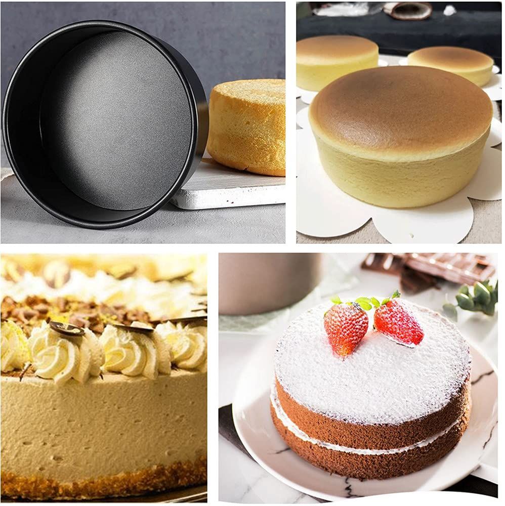 3 Pack black Cake Pan, mini cake pan, round aluminum cake pan, used for family view 4