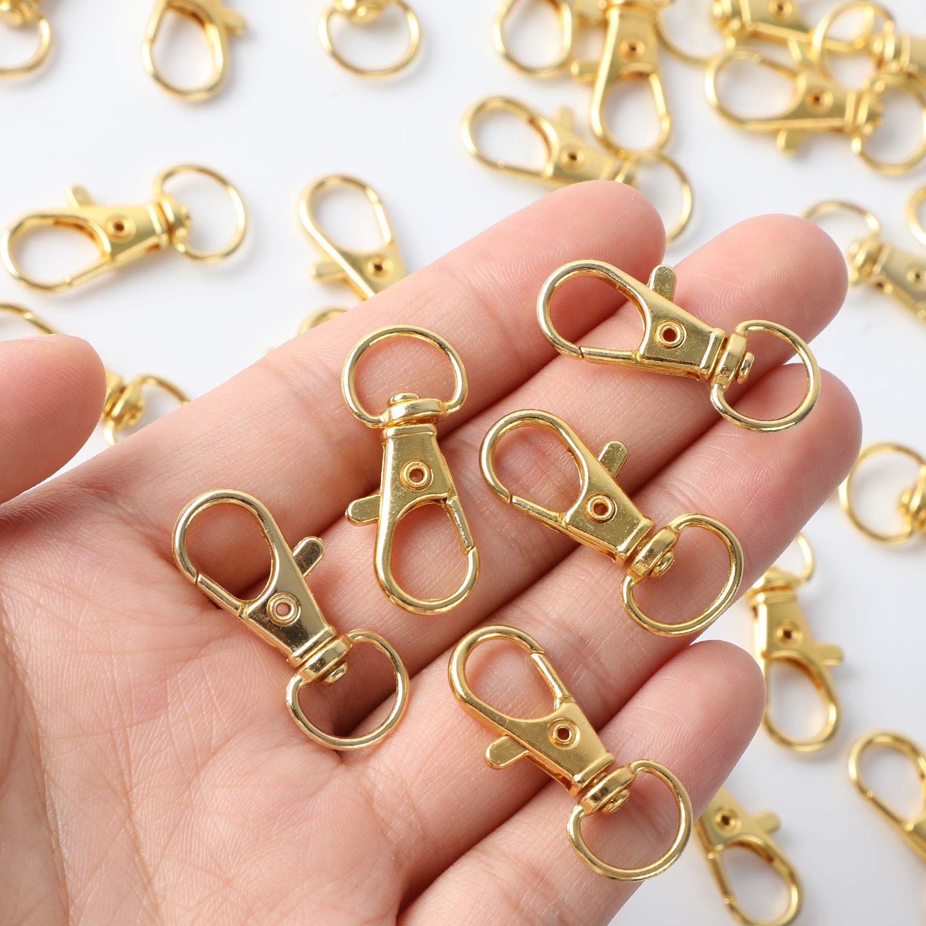 100PCS Gold Swivel Clasps Lanyard Snap Hooks with Key Rings view 2
