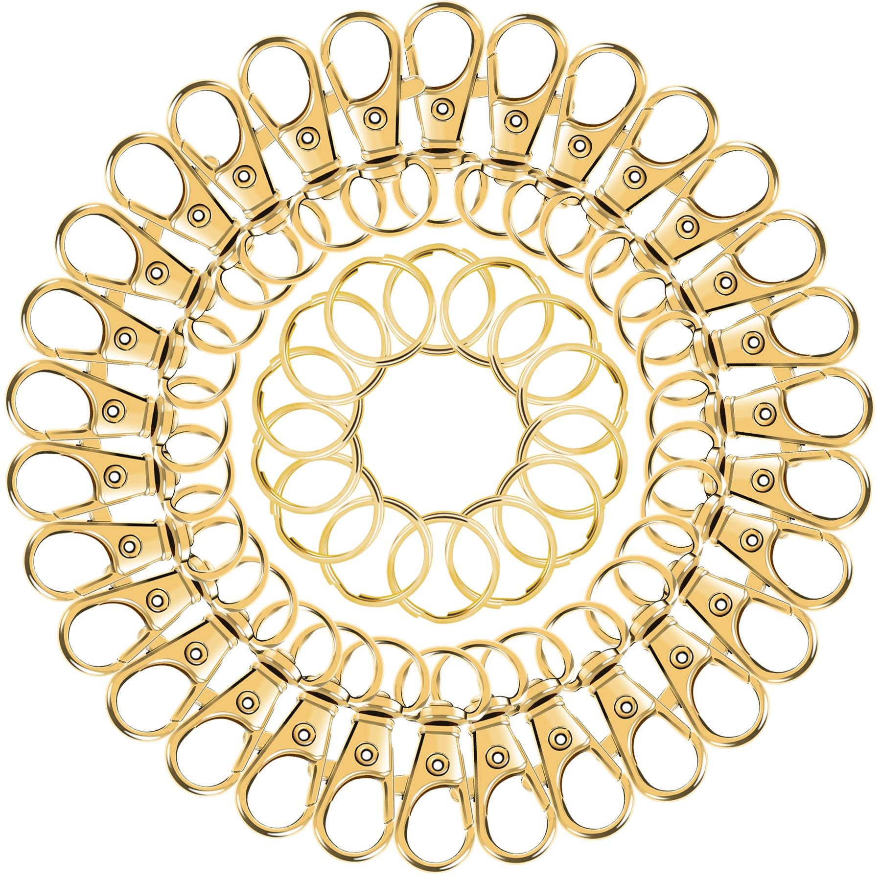 100PCS Gold Swivel Clasps Lanyard Snap Hooks with Key Rings view 4