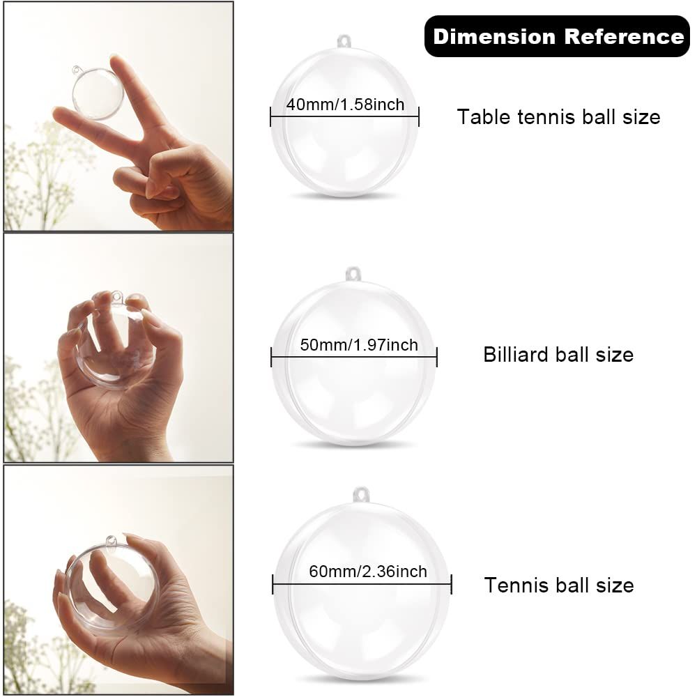 15PCS Transparent Plastic Fill-able Ball Ornament Hollow Sphere Snap-On Ball view 2
